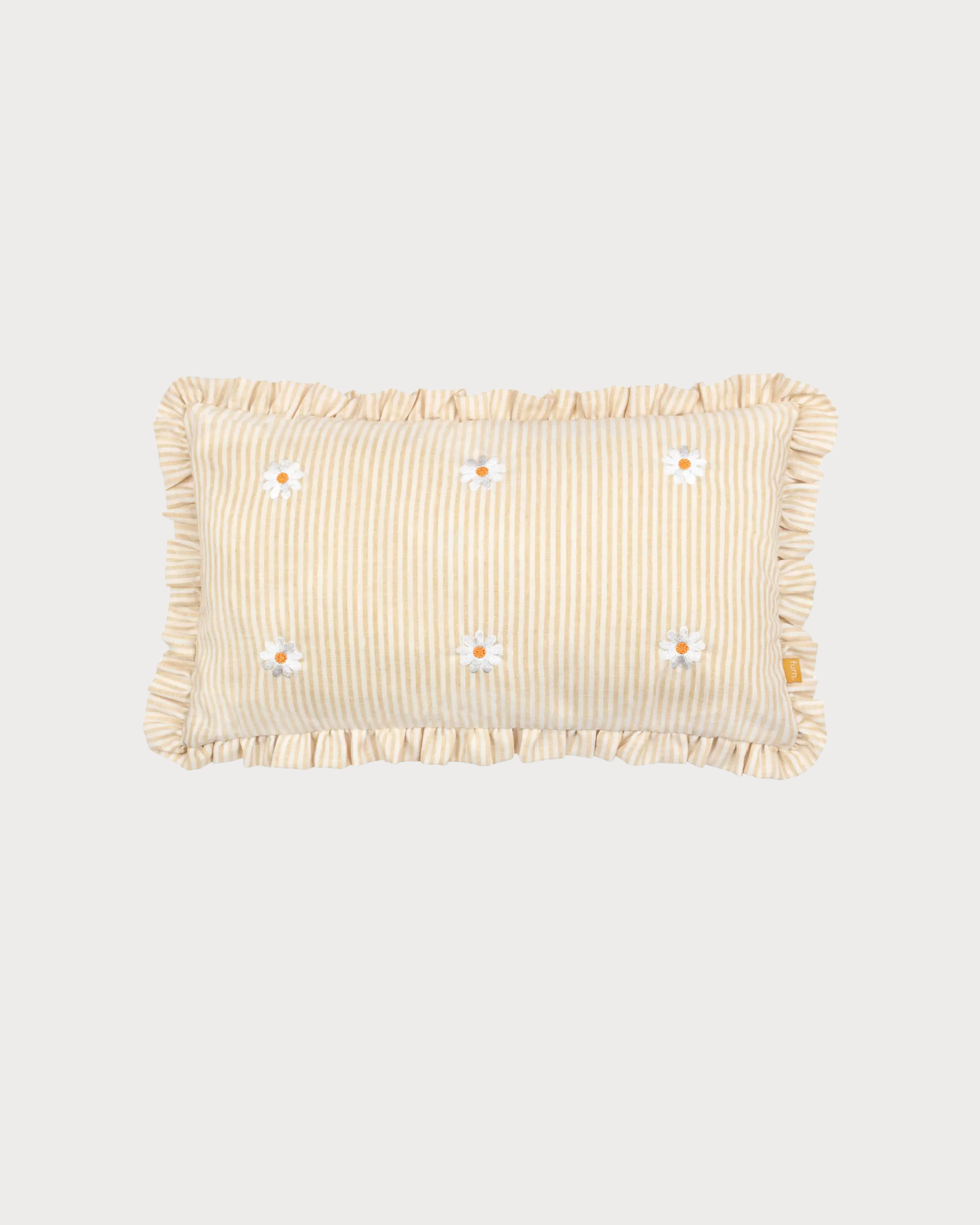 Embroidered Daisies Ruffle Cushion Cover