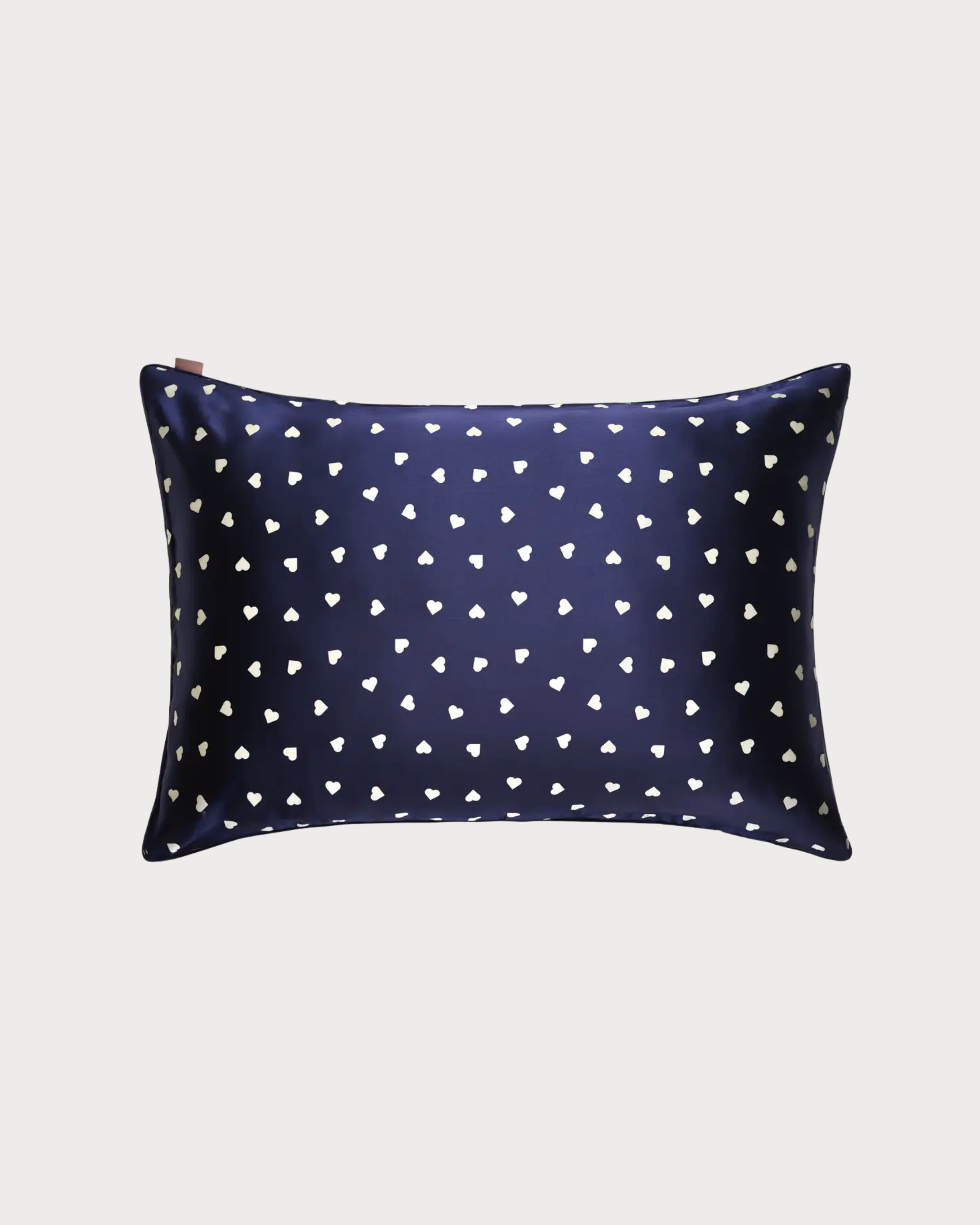Silk Navy White Hearts Pillow Case