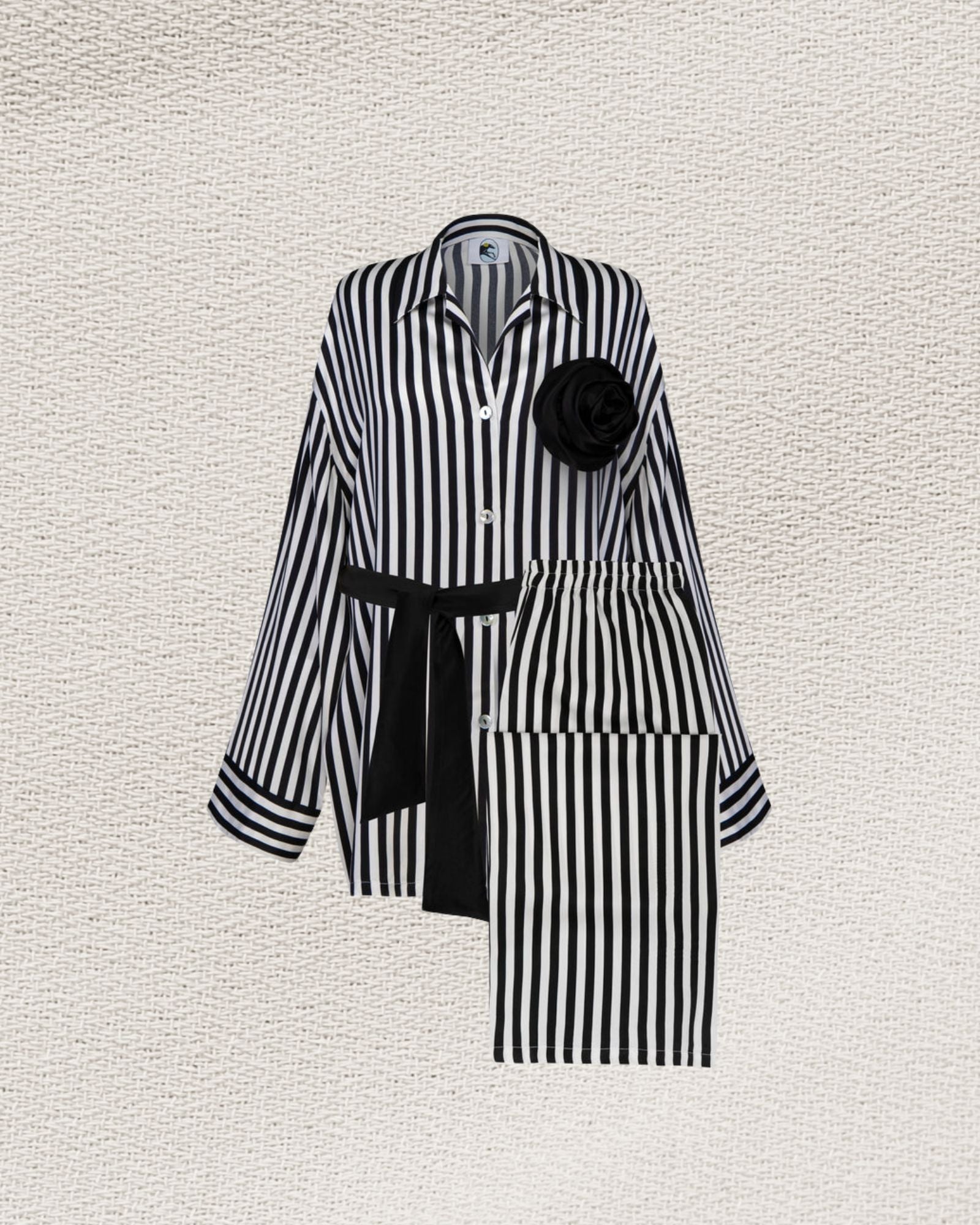 Sleeper - The Rose Oversized Satin Pajama Set in Stripes