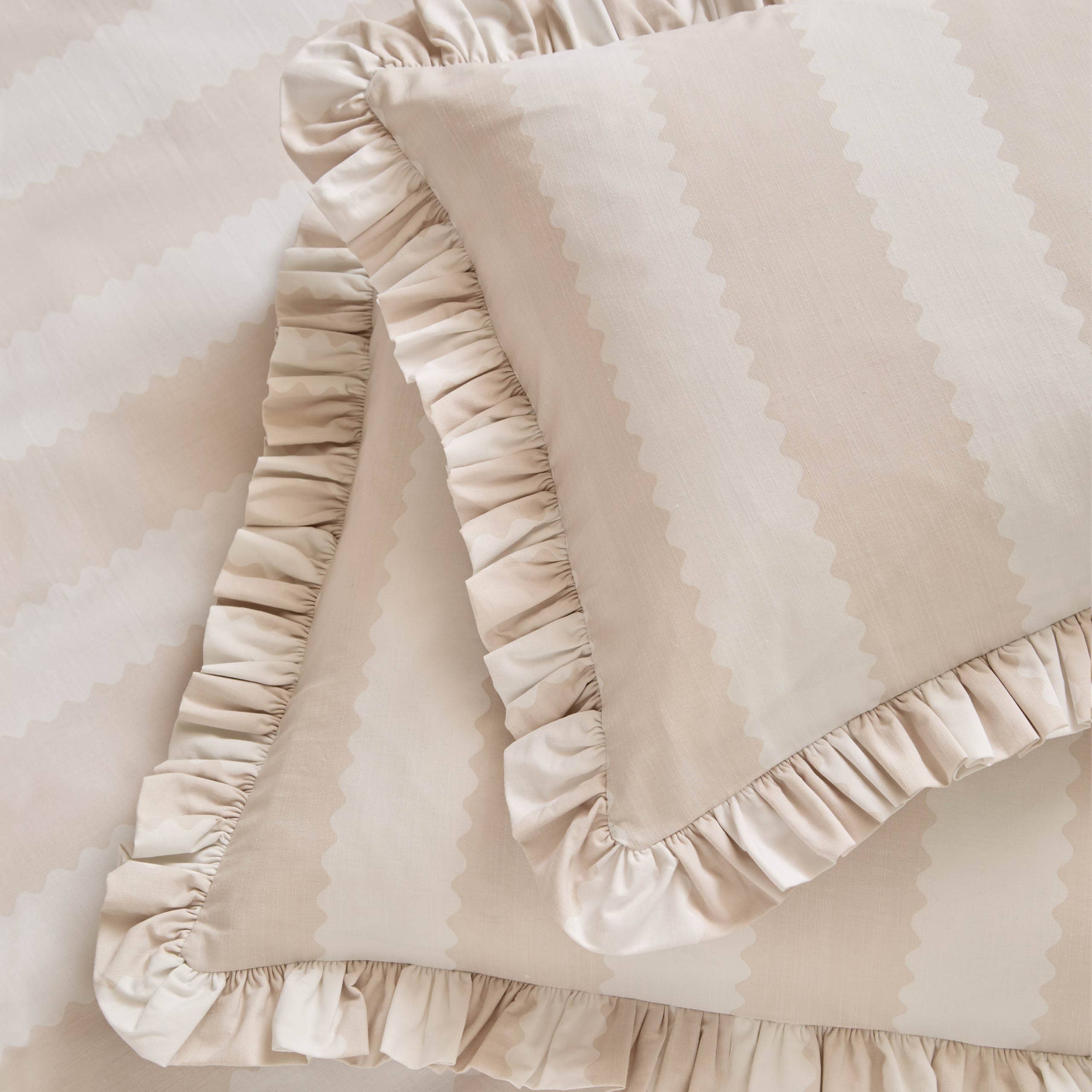 Neutral Stripe Ruffle Pillowcase Pair